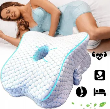 Polštář ORTOPEDICKÝ POLŠTÁŘ MEZI KOLENA NA SPANÍ KLÍN POD NOHY PAMĚŤOVÁ PĚNA