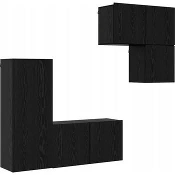 Televizní stolek TV stolek 4 ks Černý Dub Materiál na bázi dřeva