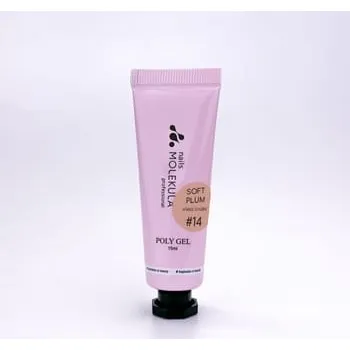 Lak na nehty Molekula Professional Poly Gel Č.. 14 Soft Plum, 15 ml (Polygel na nehty, odstín Soft Plum)