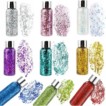 Gelové třpytky na obličej gel na zdobení obličeje Bezpečné, 9 barev