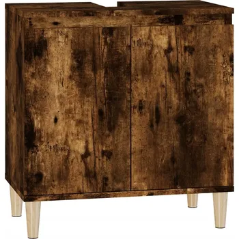 Koupelnový nábytek Skříňka pod umyvadlo s prvky z dřevěných kompozitů, kouřový dub, 58x33x6
