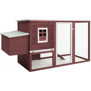 kurník Kurník pro slepice hnědo-bílý 202 x 75 x 98 cm s voděodolnou střechou