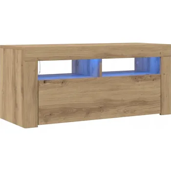 Televizní stolek vidaXL TV skříňka s LED osvětlením 90 x 35 x 40 cm [804320] Barva: dub artisan