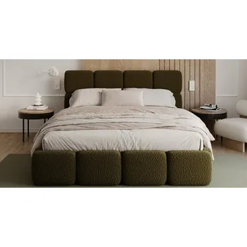 Postel Čalouněná postel DELICATO 180x200 cm Zelená Boucle s úložným prostorem kovový rošt