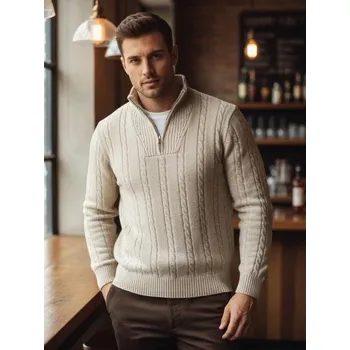 Pánské oblečení Pánský svetr s stojáčkem béžový