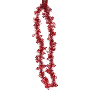 Vánoční dekorace DEKORATIVNÍ ŘETĚZ sněhové vločky OZDOBA červený