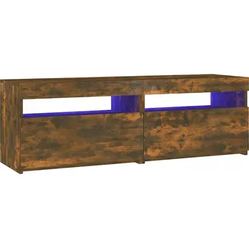 Televizní stolek TV stolek s LED, kouřový dub, 120x35x40 cm