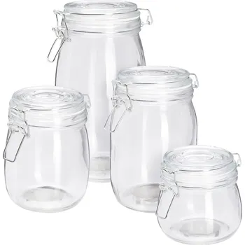 EH Excellent Houseware Skleněné dózy s klipem RESO, 4 kusy