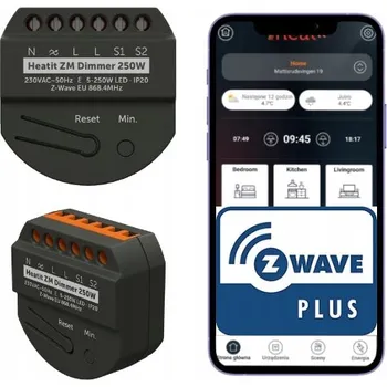 Zabezpečení domácnosti Heatit ZM Dimmer 250W stmívač do krabičky Z-Wave LED 230V, 2/3-vodičový