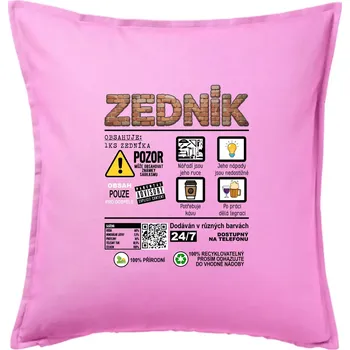 Polštář Profese - informace o produktu - ZEDNÍK - Polštář 50x50 - 50x50 - Pouze potah ( Růžová )