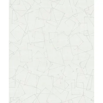 Tapeta GEOMETRICKÁ TAPETA STŘÍBRNÉ ČTVERCE OMYVATELNÁ TAPETY