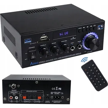 Hi-Fi komponenty ZESILOVAČ AUDIO BLUETOOTH FM RÁDIO MP3 PŘEHRÁVAČ STEREO VÝKONNÝ ZESILOVAČ