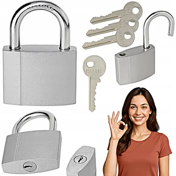 Visací zámek VISACÍ ZÁMEK S OKEM NA KLÍČ 50mm 3 KLÍČE SADA PEVNÝ ODOLNÝ SILNÝ