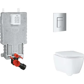 Klozet GROHE - Uniset Set předstěnové instalace, klozetu, sedátka SoftClose a tlačítka Skate Cosmopolitan, matný chrom SANI15BB2111
