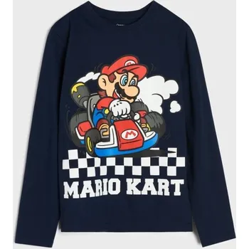 Dětská móda Sinsay - Tričko s dlouhým rukávem Super Mario - námořnická modrá - 630DY-59X - 630DY-59X-110