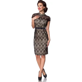 Dámské šaty TopMode Luxusní společenské krajkové šaty 856292 béžová XL