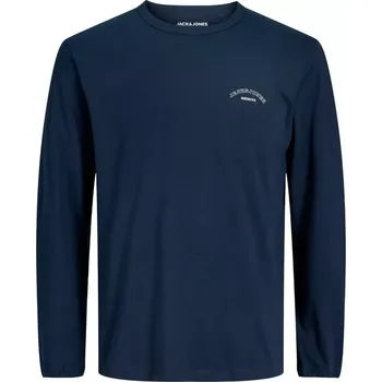 Oblečení a móda Velké pánské tričko s dlouhým rukávem a potiskem Jack & Jones 12295975 tmavě modrá (6XL)