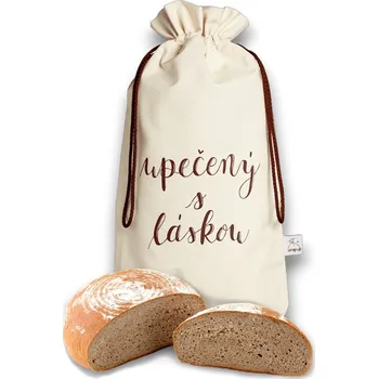 chlebník Wrap - up Funkční pytlík Wrapáček, obal na chléb i pečivo, vel. L, s potiskem "Upečeno s láskou"