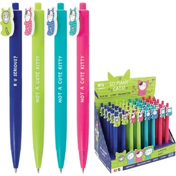 Pero kuličkové M&G So Many Cats 0,7 mm - modrá náplň