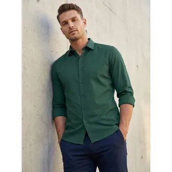 Pánská košile Sinsay - Hladká košile basic - zelená - 457HS-67X - 457HS-67X-2XL