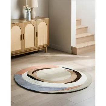 Bytový textil Vícebarevný vlněný koberec ⌀ 140 cm kulatý koberec nepravidelného kulatého tvaru s akcenty Beliani