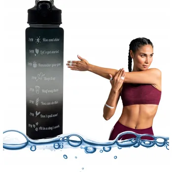 LAHEV NA PITÍ MOTIVAČNÍ LAHEV 1L S MĚRKOU, NEPROTÉKAJÍCÍ, BEZ BPA, PRO FITNESS A SPORT
