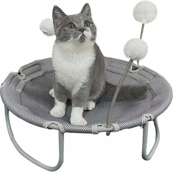 Pelíšek pro kočku Pelíšek pro kočky houpací síť s kuličkami na hraní 45x15cm Šedá