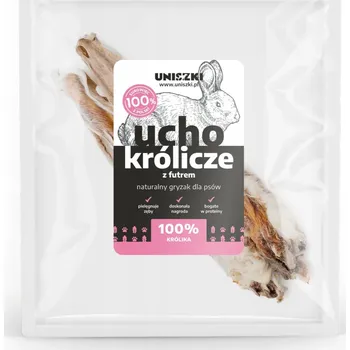 Pamlsek pro psa Králičí uši s kožešinou 2 ks psí pamlsek