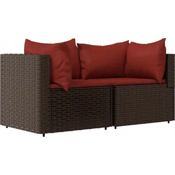 Zahradní pohovka Modulární zahradní rohová pohovka hnědá s skořicovými polštáři 63x63x5