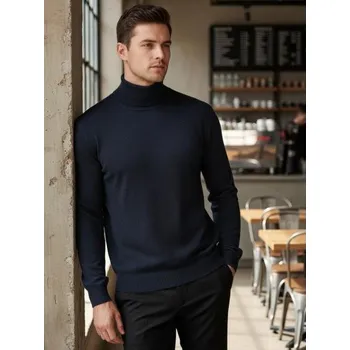 Pánská móda Pánský rolák tmavě modrý