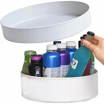 VERK GROUP Otočný organizér, otočný miska, LAZY SUSAN, otáčecí o 360, průměr 22cm - bílý