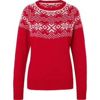Dámský svetr 722350 - Tchibo - Pletený svetr s norským vzorem - pro ženy - vel. L 44/46 - barva: červená/žakár