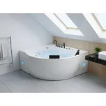 Rohová vířivka bílý akryl 225 x 160 cm LED osvětlení bluetooth reproduktory USB porty masážní trysky opěrky hlavy Beliani