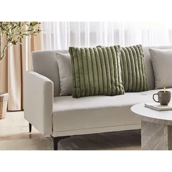 Bytový textil Sada 2 dekorativních polštářů zelená polyester 45 x 45 cm bez vzoru jednobarevná moderní styl doplňky Beliani