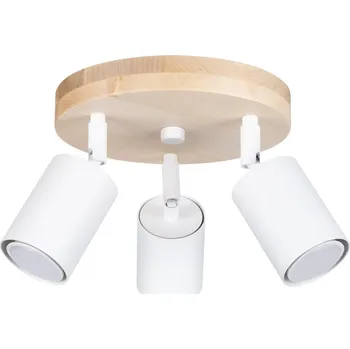 Stropní svítidlo VERDO 3P bílé skandinávské kovovo-dřevěné do obýváku s nastavitelnými stínidly