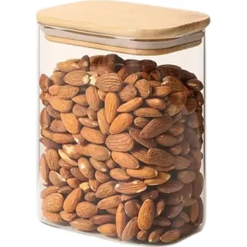 Dóza na potraviny Arte Regal Skleněná dóza obdelníková s bambusovým víkem, 1,4l VIVO