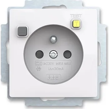 Elektrická zásuvka ABB ZONI 5526T-A02369 500 ZÁSUVKA BEZP. FI-DOS PROUD. CHRÁNIČ CLONKY BÍLÁ