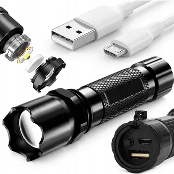 Svítilna AKUMULÁTOROVÁ TAKTICKÁ SVÍTILNA 500LM ZOOM LED XHP90 VODĚODOLNÁ