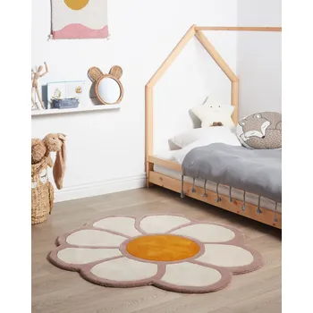 Bytový textil Dětský koberec vícebarevná vlna ⌀ 120 cm ručně všívaný koberec ve tvaru květu Beliani