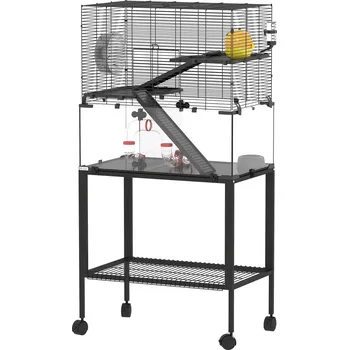 Pro hlodavce Třípatrová klec pro hlodavce 77 x 49 x 130,5 cm | černá