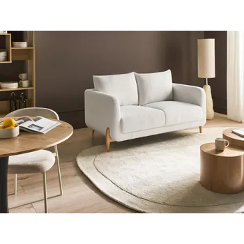 Pohovka 2místná pohovka bílé buklé čalounění dřevěné nohy područky obývací pokoj moderní skandinávský styl Beliani