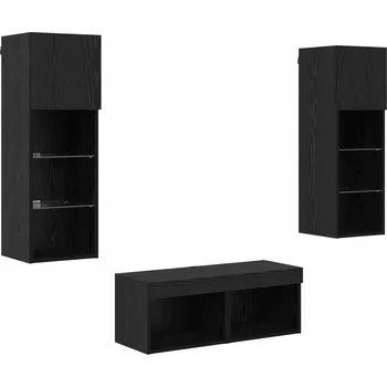 Televizní stolek TV stolky se LED osvětlením, 4 ks, Černý dub, 40 x 30 x 30 cm