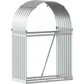 Stojan na palivové dřevo stříbrný 80 x 45 x 120 cm ocel pozinkovaná