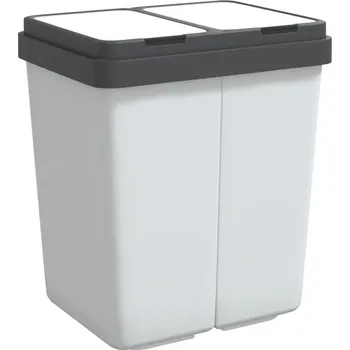 Odpadkový koš Dvojitý nádoba na třídění odpadu 2 x 25L, bílý, 43,5 x 32,5 x 48