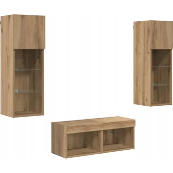 Televizní stolek TV stolky se LED osvětlením, 4 ks, Černý dub, 40 x 30 x 30 cm