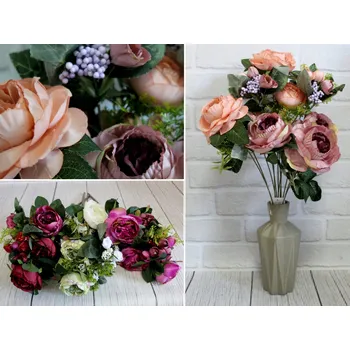 umělá květina UMĚLÁ KYTICE PIVOŇKY 12 KVĚTŮ (VÝŠKA 50 CM, KVĚT 5 CM) EK-118