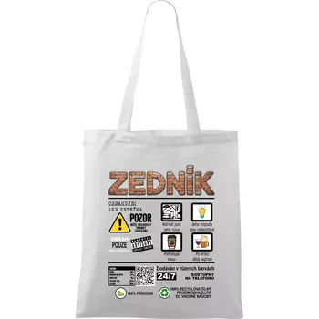 Profese - informace o produktu - ZEDNÍK - Taška bavlněná - 42 x 38 cm ( Bílá )