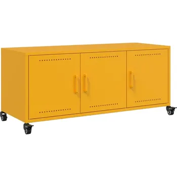 Televizní stolek TV stolek, hořčicová barva, 100,5x39x43,5 cm, ocel