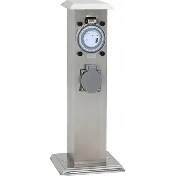 Elektrická zásuvka Zahradní zásuvka 2 zdířky IP44 z nerezové oceli 15,5 x 15,5 x 40,5 cm