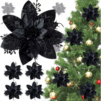 Vánoční dekorace VÁNOČNÍ HVĚZDA NA VÁNOČNÍ STROMČEK, DEKORACE VÁNOČNÍ HVĚZDA 6 KS DEKORACE